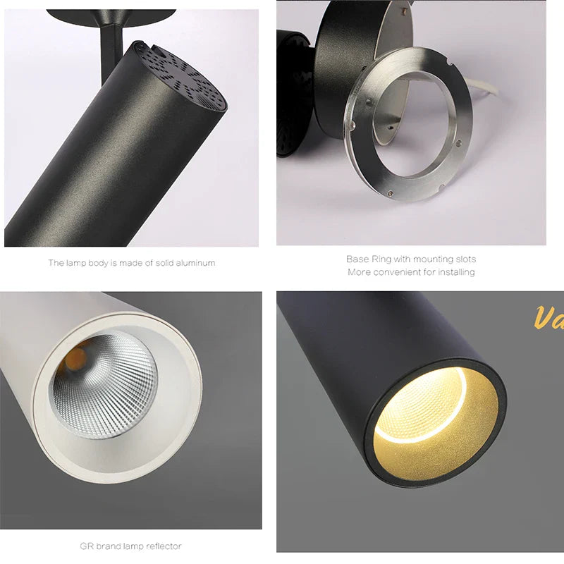 Axyaa Nordic Spotlight 12W CRI97 Anti-glare Downlight, Adjustable Angle, Living Room Bedroom