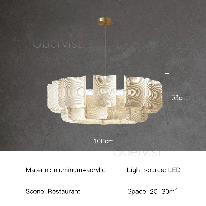 Axyaa White Acrylic LED Chandelier Minimalist Hanging Light Fixture for Bedroom, Dining, Living Room