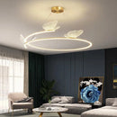 Axyaa Modern Butterfly Chandelier: Luxury Golden Circle Pendant Light for Living Room