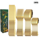Axyaa 24pcs High-End Stainless Steel Tableware Set for Home, Hotel, Party, Christmas Gift