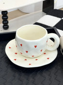 Axyaa 10oz Korean Style Ceramic Coffee Mug with Saucer Hand Painted Tea Cup Set