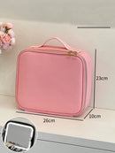Axyaa LED Mirror Makeup Bag with Brush Holder - Waterproof Cosmetic Organizer