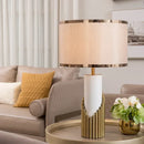 Axyaa Luxury Marble LED Desk Lamp: Nordic Design, Fabric Lampshade, Art Atmosphere