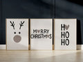 Axyaa Abstract Reindeer Canvas Print - Minimalist Christmas Wall Art for Modern Living Room