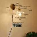 Axyaa Green Glass Copper LED Wall Lamp Sconce Pull Chain Modern Nordic Wandlamp