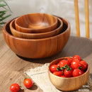 Axyaa Japanese Acacia Wooden Salad Bowl - Large Wooden Tableware