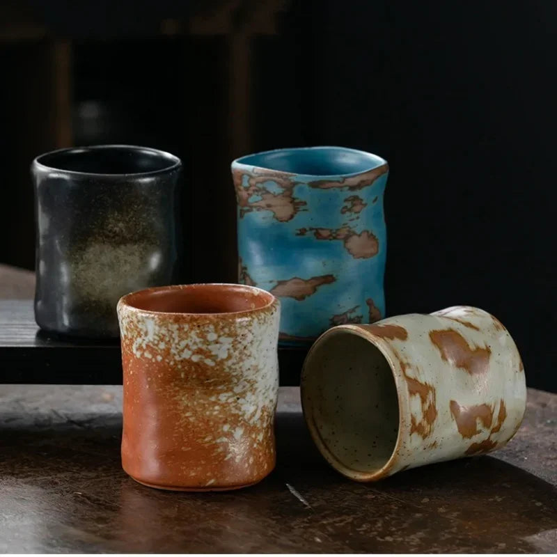 Axyaa Coarse Pottery Coffee Cup Hand Holding Retro Japanese Ceramic Espresso Cup