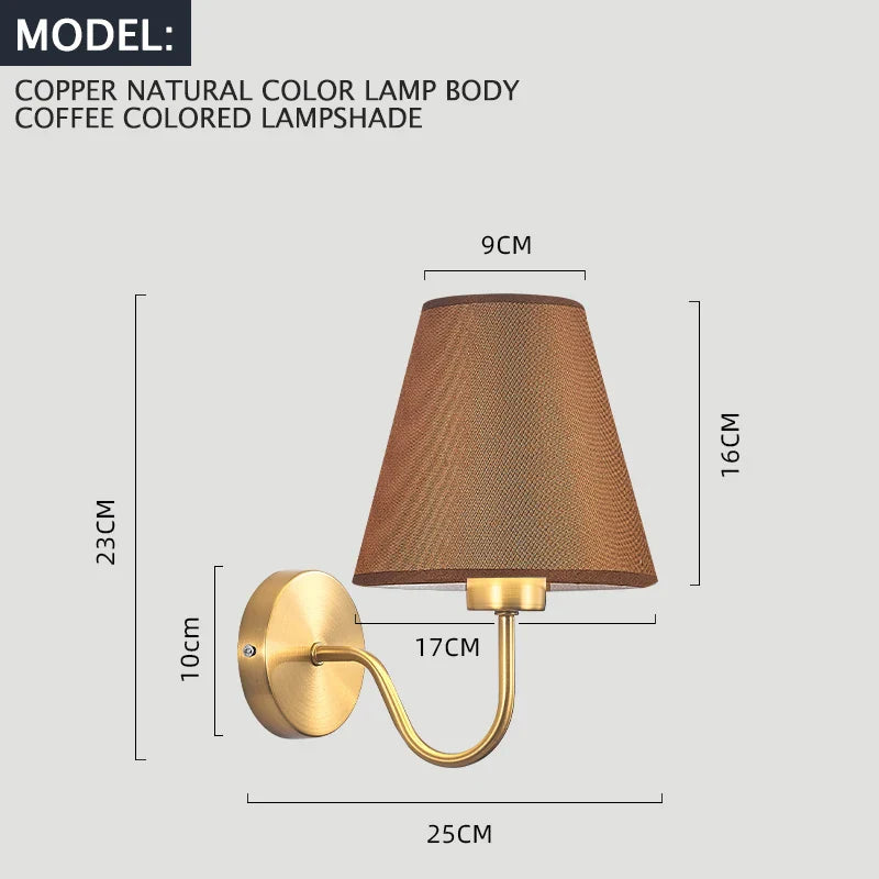Axyaa Retro Fabric Wall Lamp for Home Decor & LED Lighting