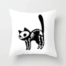 Skull Cat Black Pillowcase 45x45cm Home Decor for Sofa & Car - Axyaa