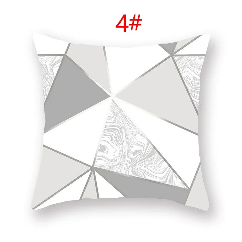 Axyaa 18" Sliver Grey Geometry Striped Pillowcase Home Decor Pillow Cover