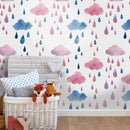 Axyaa Cloud Rain Star Geometric PVC Tile Sticker for Home Decor