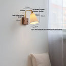 Axyaa Rotatable Walnut LED Wall Sconce White Glass Bedside Lamp