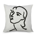 Axyaa Minimalist Matisse Portrait Linen Pillow Case, Sofa Decor, Simple Line Drawing