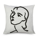 Axyaa Minimalist Matisse Portrait Linen Pillow Case, Sofa Decor, Simple Line Drawing