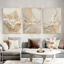 Axyaa Allahu Akbar Beige Gold Marble Canvas Wall Art Print - Set of 3