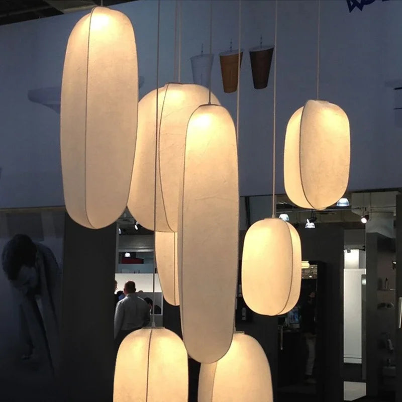 Axyaa Nordic Silk Pendant Lights Wabi Sabi Chandelier