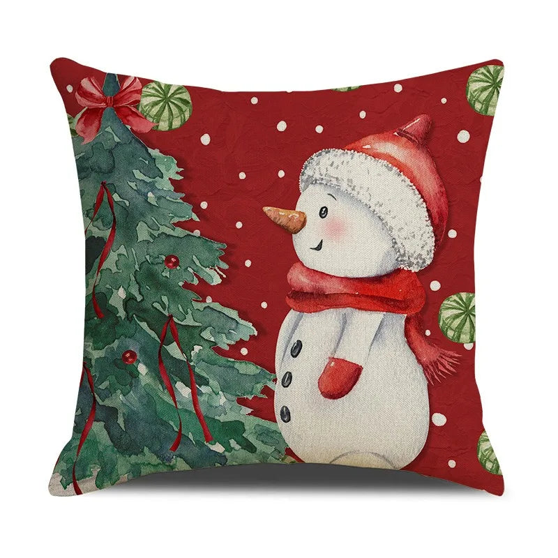 Axyaa Snowman Christmas Tree Pillow Cover for Festive Home Decor