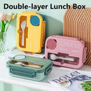 Axyaa Double-layer Lunch Box with Compartments & Lids, Leak-Proof, Microwave-safe, Carrying Handle