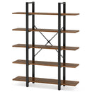 Axyaa 5-Tier Vintage Industrial Bookshelf, 72"H x 47"L, Retro Brown