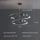 Axyaa Black Ring LED Chandelier: Modern Art Design for Living Room, Bedroom, Dining Room