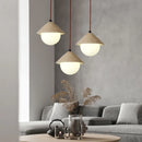 Axyaa Yellow Travertine Glass LED Pendant Lamp Vintage Wood Kitchen Island Hanging Light