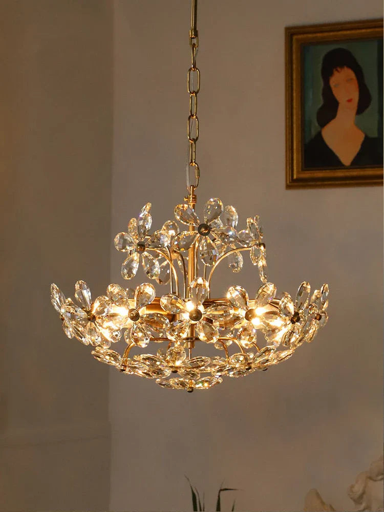 Axyaa Crystal Retro Ceiling Chandelier for Dining & Living Room