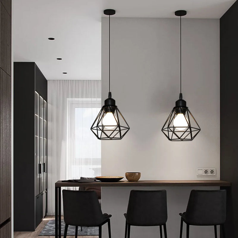 Axyaa Metal Wire Cage Pendant Light Cover Industrial Style for Ceiling Hanging Lamp