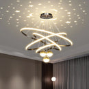 Axyaa Starry Sky Projection LED Chandelier in Black/Gold - Hanging Pendant Lights for Home