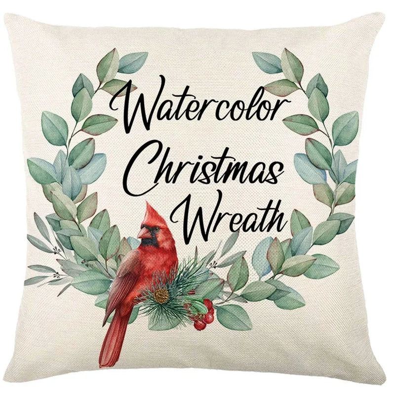 Axyaa Christmas Party Santa Dwarf Print Pillow Cover