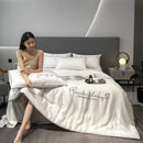 Axyaa Silk Summer Quilt: Embroidered Ice Cooling Comforter Bed Blanket