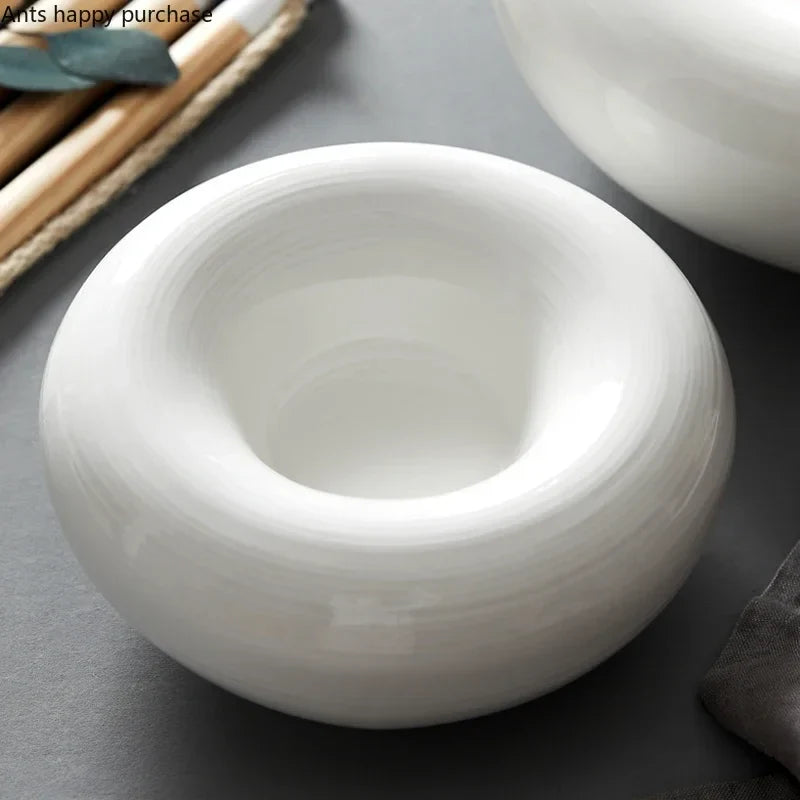 Axya White Ceramic Dinner Plate Set Restaurant Tableware Bowl Snack Dessert Fruit Plate