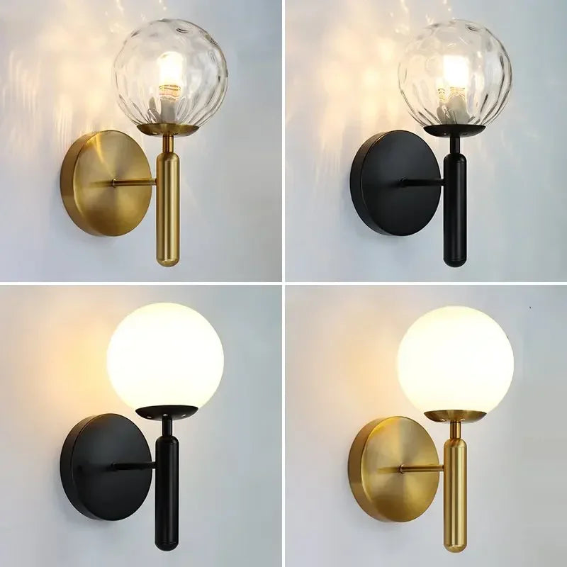 Axyaa Glass Ball LED Wall Lamp for Modern Nordic Decor
