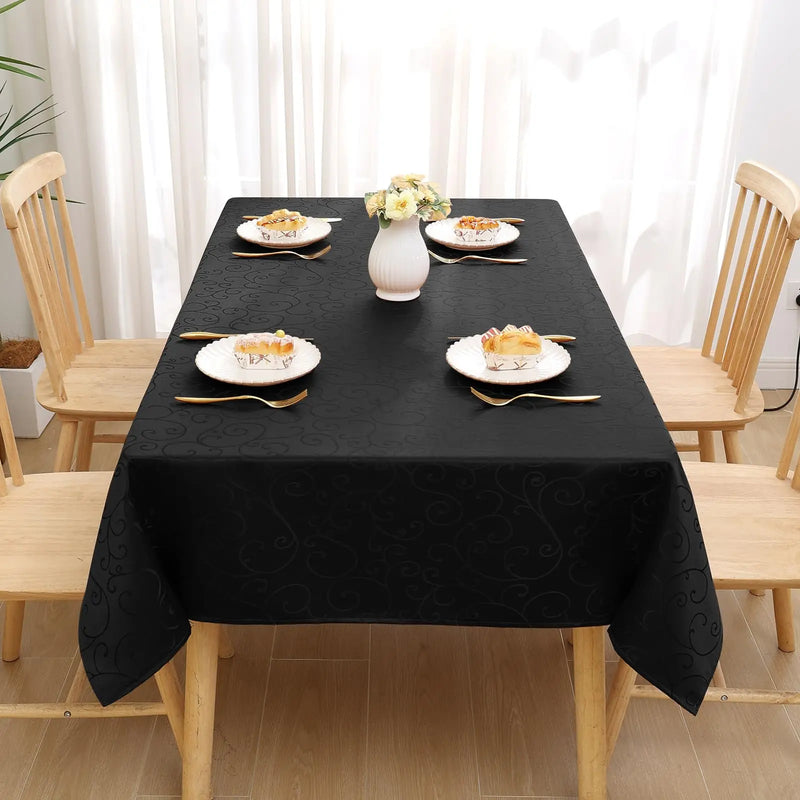 Axyaa Stain-Resistant Polyester Tablecloth: Easy Care Jacquard Dyeing for Home Banquets & Parties