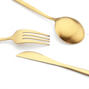 Axyaa Matte Stainless Steel Dinner Fork Set - 6Pcs Gold Silverware Flatware