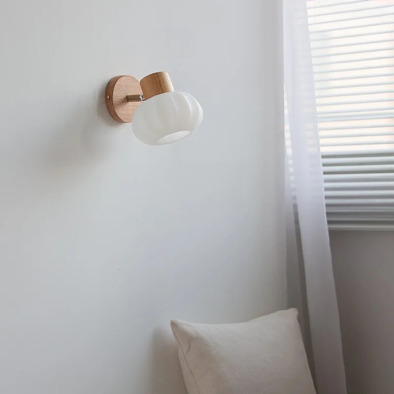 Axyaa White Pumpkin LED Wall Sconce Light for Children's Bedroom Decoration