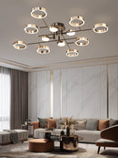 Luxury Gold Plated Chandelier with Remote Control Crystals - Axyaa Bedroom Living Room Lighting