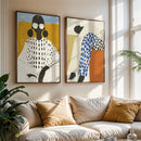 African Woman Art Print Set, Modern Geometric Painting, Medieval Style Poster by Axyaa