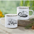 Enamel Mountain Mug with Handle by Axyaa. Best Camping Gift for Outdoor Lovers