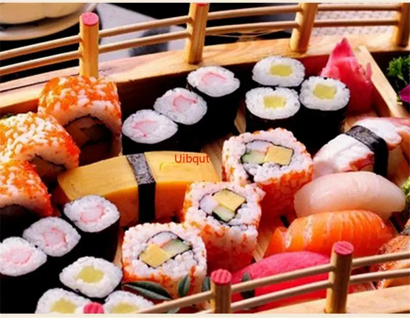 Axya Pine Sushi Bridge Boat Plate for Creative Table Setting