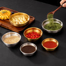 Axyaa 304 Stainless Steel Seasoning Dish Set - Round Golden Barbecue Saucer Plates