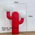 Axyaa Creative Cactus Table Lamp, French Cream Resin Night Light for Living Room