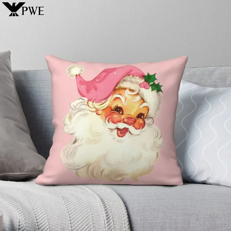 Axyaa Vintage Santa Pink Christmas Cushion Cover