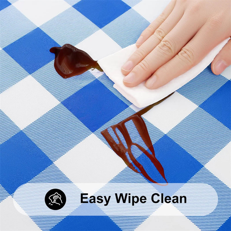 Axyaa Waterproof Stretch Vinyl Rectangle Table Cover for Home Parties and Outdoor Activities