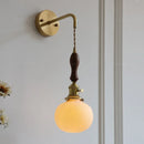 Axyaa Copper Ceramic LED Wall Lamps: Nordic Modern Walnut Handle for Living Room, Bedroom, Bathroom