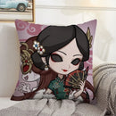 Axyaa Anime Bed Pillow Case 45x45 Decorative Cushion Cover Home Sofa Decor