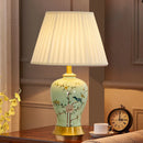 Axyaa Green Flower Bird Ceramic Table Lamp for Bedroom Living Room Bedside