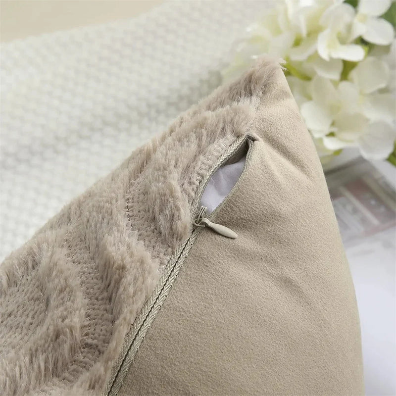 Axyaa Soft Plush Cushion Cover 45x45, Luxury Decorative Pillowcase for Living Room