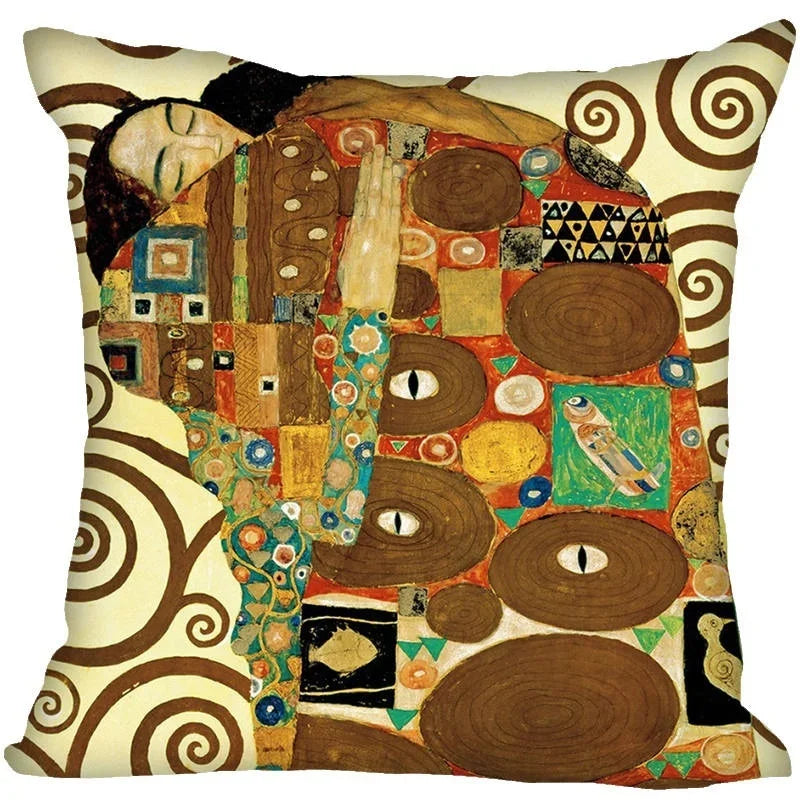 Gustav Klimt Printed Polyester Pillowcase for Home Sofa by Axyaa
