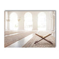 Morocco Architecture Islamic Canvas Art Print with Beige Flower Palm Tree Painting - Axyaa