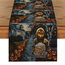 Axyaa Pumpkin Head Candy Figure Table Runner for Farmhouse Decor